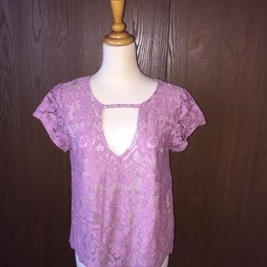 Express Lace Top keyhole Neckline Sz S